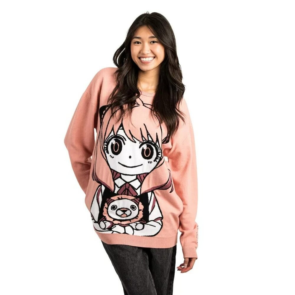 SPY X FAMILY Anya & Chimera Womens Oversized Sweater Medium Pink